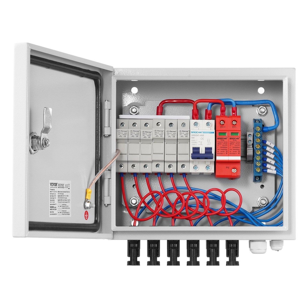 6 String 10A Solar Combiner Box IP65 Rated Steel Enclosure for Panel Systems