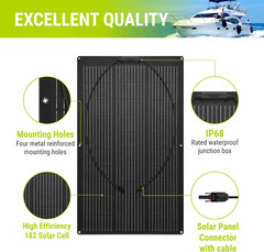 100W Flexible Solar Panel Portable Bendable 12 Volts 10BB Mono Cell for Uneven S