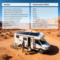 225W Solar Panel 12V N-Type 0BB Anti-Shading HPBC Off Grid RV Roof Home 200W