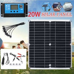20W Solar Panel Kit 10A Charger Battery Charger Kit Maintainer Boat Car RV