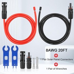 8AWG Solar Extension Cable – 10FT Waterproof Wire with Connectors for RV & Home
