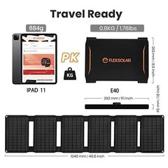40W Foldable Solar Panel Charger with USB-C and USB-A Outputs for Phones, 40 W