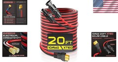 Seamless 20FT XT60 Solar Cable – Waterproof Connector, Perfect for Generators