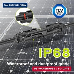 Solar Connectors for 2 Solar Panels,Tool-Free Solar Cable Splitter, IP68 Waterpr