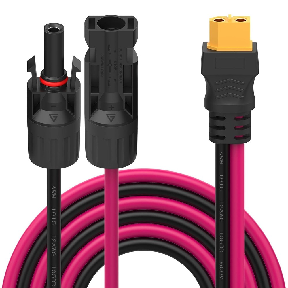 Solar Panel Extension Cable 12AWG Solar Connector to XT60 Battery Charge Wire