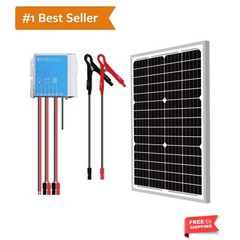 30 Watts 24V Waterproof Off Grid Solar Panel Kit, Battery Trickle Charger Mai…