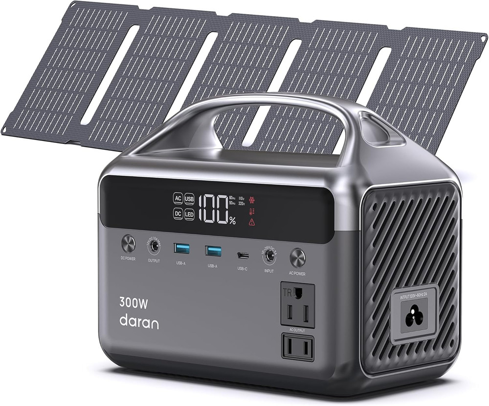 192Wh Solar Generator with Solar Panel Included Portable Power Station 300W LFP