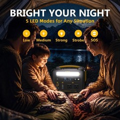 Portable Power Station 600W, 299Wh LiFePO4 Battery, Solar Generator, Jump Start,