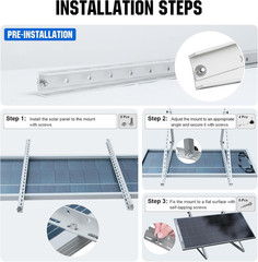 4 Sets 45Inch Adjustable Solar Panel Mount Brackets Stand with Foldable Tilt Leg