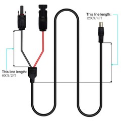 Solar Panel Connector to DC 8mm Adapter Cable, 16 AWG Converter for Power Statio