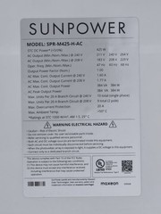 New SunPower Maxeon 425W AC solar panels w/ micro inverters, model SPR-M425-H-AC