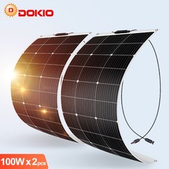 Dokio 200W Flexible Solar Panel Mono for RV, Tent,and Emergency Power Supply