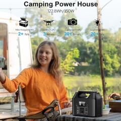 Portable Power Station 150W LiFePO4 Battery Bank Camping AC DC Solar Generator