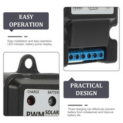 6V 12V 10A Auto Solar Panel Charge Controller Battery Charger Regulator Black