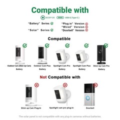 Solar Panel for Ring Camera Outdoor Wireless, Fast Charging 6W Solar Charger …