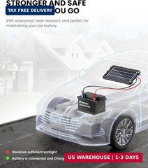 POWOXI Upgraded 7.5W-Solar-Battery-Trickle-Charger-Maintainer-12V Portable Water