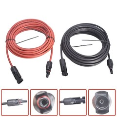 30Ft 10AWG Solar Panel Extension Cable Wire Connector Black + Red