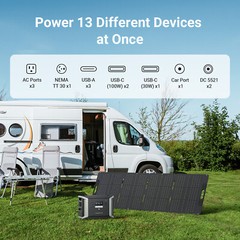 Dabbsson 1382Wh 2400W Power Station LiFePO4 Battery w/ Folding Solar Panel 120W