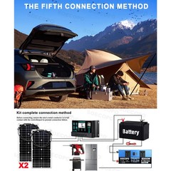8000W Peak Solar Kit 2pcs Flexible Panel 100A Controller 12V/24V 110V 220V