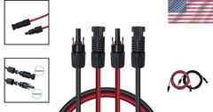 20ft Weatherproof Solar Panel Extension Cable – 12AWG Certified Connectors