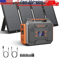 Portable Solar Generator 300W Power Station W/ 60W Solar Panel AC DC USB Outlets
