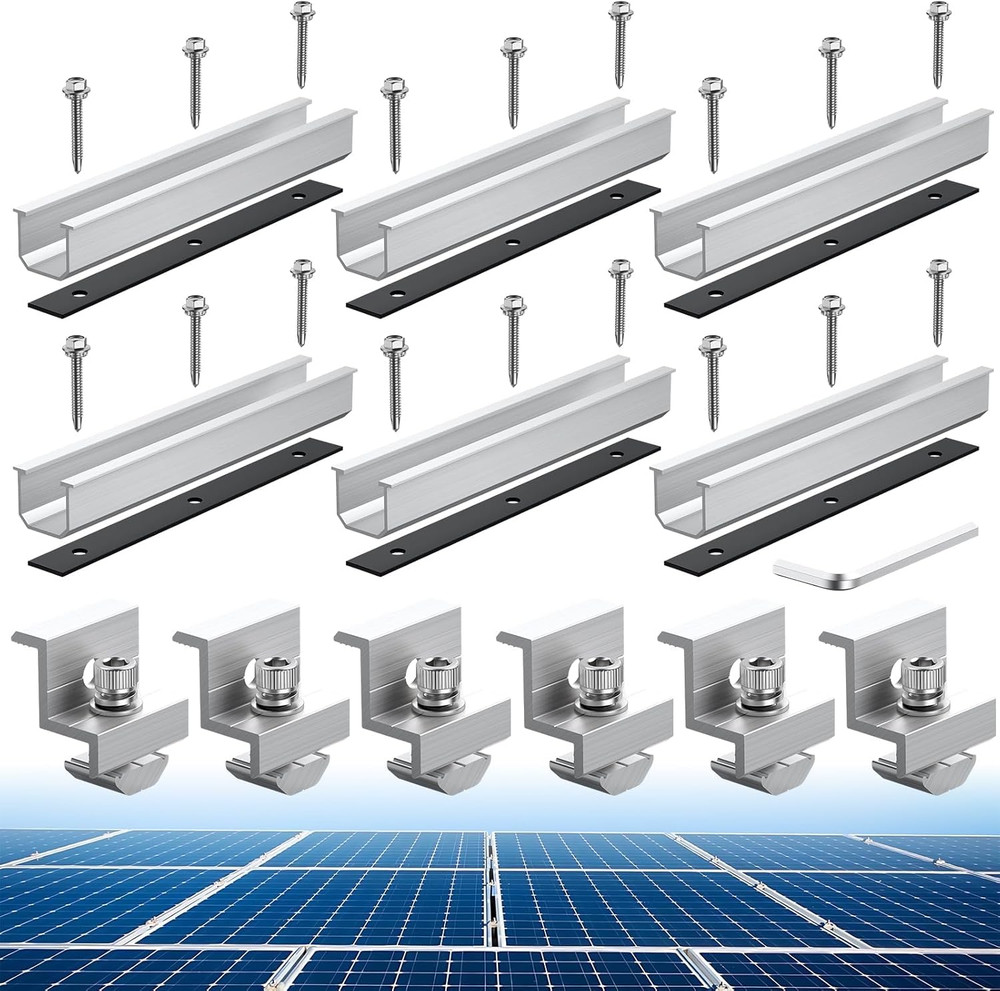 Solar Panel Bracket Kit, 6 Pcs 7.87 in Aluminium Solar Panel Mounting Rail 30Mm/