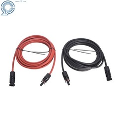 1 Pair 20 Feet Solar Panel Extension Cable Wire Connector Black + Red 10AWG