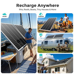ECOBOSS 200 Watt Solar Panels, 12V 16BB N-Type Monocrystalline 200W White