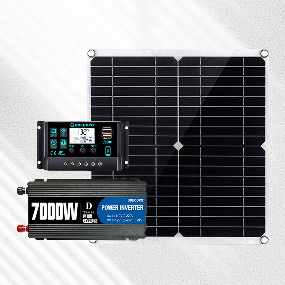 7000W Solar Kits 12V 110V Inverter Battery ChargerLighting/Camping W/300W Panels