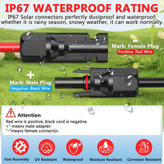 2X50 Feet Solar Panel Extension Cable- 10AWG Solar Cable Solar Panel Cable with