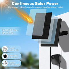 4 Pack 6W Solar Panel for Blink Camera, High-Efficiency Monocrystalline Silicon