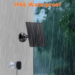 10W Solar Charger, 5V Solar Panel for Security Cameras with Usb-C/Micro USB/DC 5