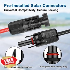 XRDS-RF 10AWG Solar Cable 50FT 2 Pack Red Black