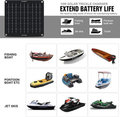 10W Solar Car Battery Charger Maintainer 12V Waterproof Portable Solar Trickle C