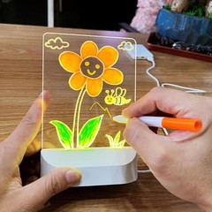 Children Acrylic Drawing Board with Warm Night Light and USB Powered Design