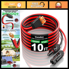 10FT 10AWG Solar Extension Cable XT60i Adapter for Power Station, Generator, RV