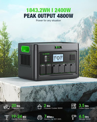 2400W Portable Power Station with 2X200W Solar Panels (Ship Separately), 1843.2W