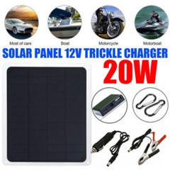 Trickle Charger 20W Solar Panel Kit 12V Battery Charger Maintainer Boat RV Car