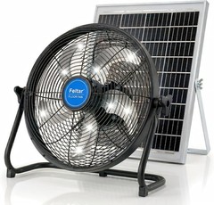 16in Portable Solar Fan 5-Blade Black 30W High-Efficiency Solar Panel 24000mAh