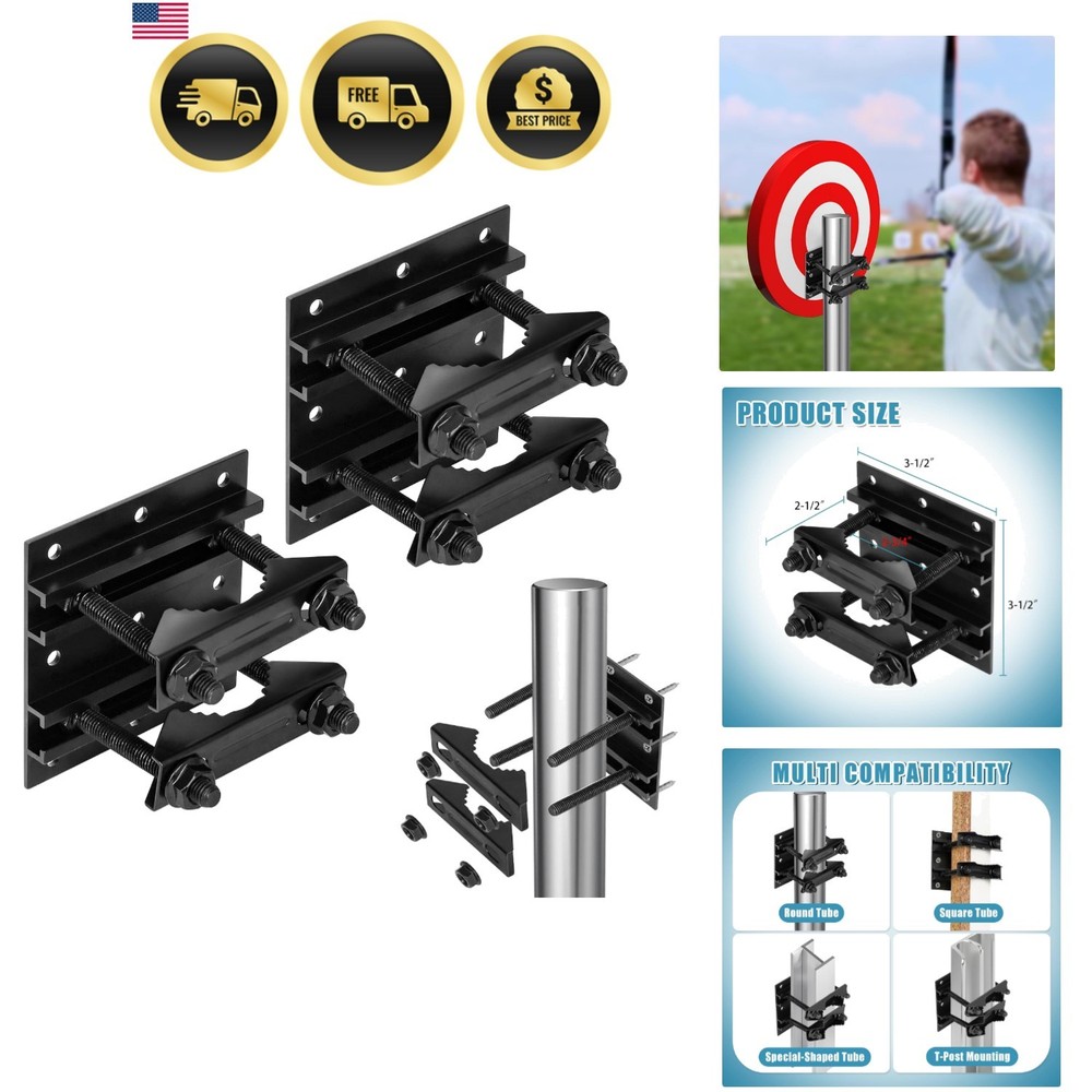 Post Tubes Mounting Bracket 2-Pack Adjustable Solar Fence Hook for Round Squa…