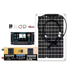 10000W Solar Power System Kit, 12V24V to 110V/220V Inverter Flexible Panel