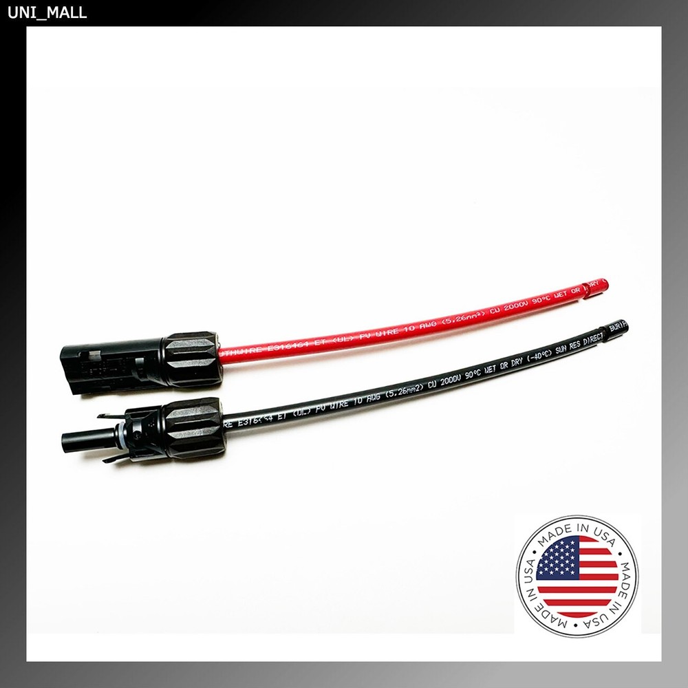 Amphenol MC4 10AWG Solar Controller Pigtail Kit 2000V UL 4703 Copper Made in USA