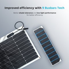 Renogy 50W Flexible Solar Panel Monocrystalline Module For 12V Battery RV Van