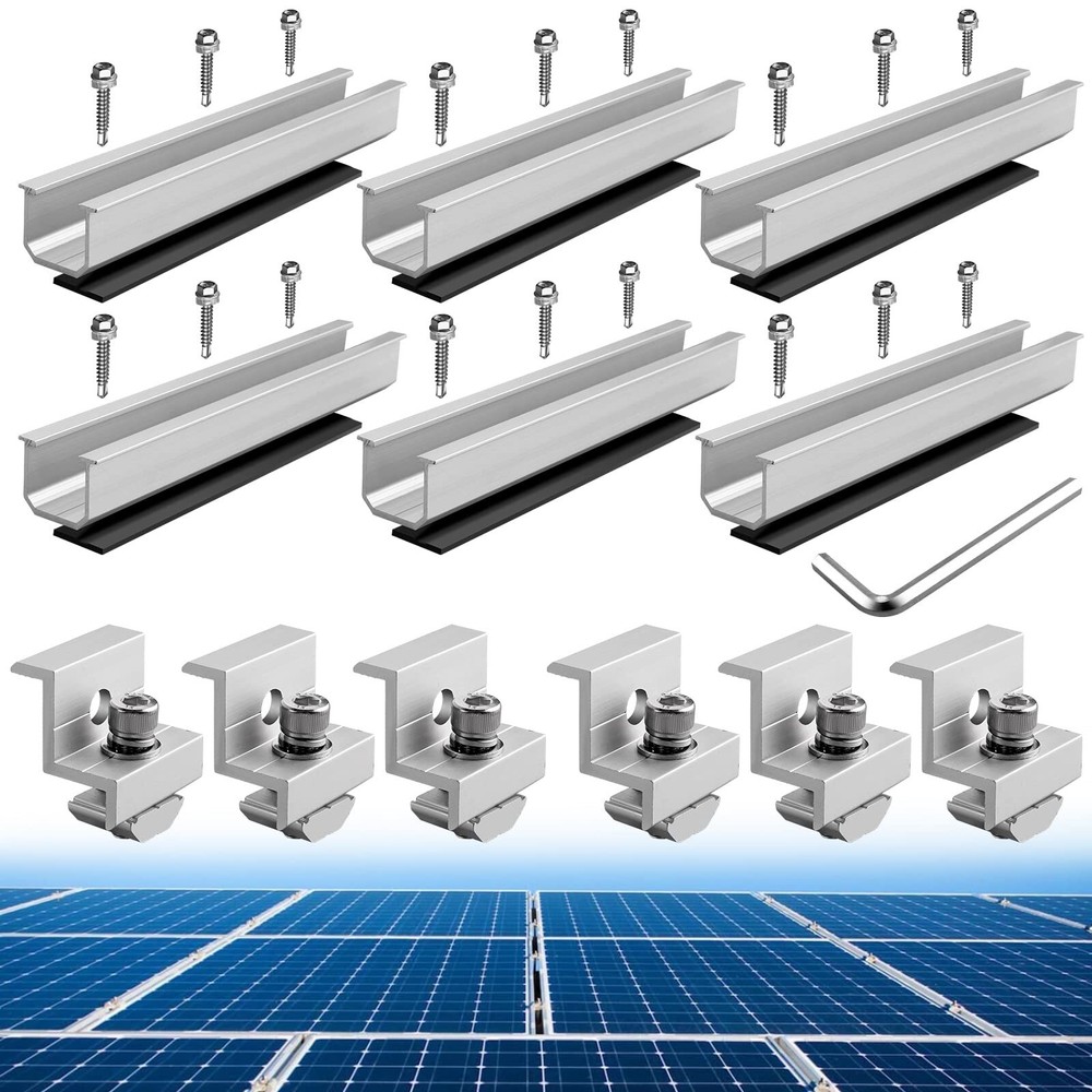 Solar Panel Bracket Kit, 6 Pcs Aluminium Mounting Rail 30mm/35mm Include 6 Sc…