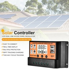 Solar Charge Controller 12V 24V 10A 20A 30A Dual USB Panel Battery Regulator Kit