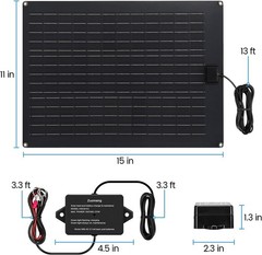 Solar Battery Charger Maintainer, 20W Solar Panel Kit for Dump Trailer Built-In