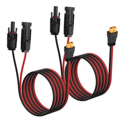 2PCS Solar to XT60 Female Adapter Cable 12AWG PV Connector Solar Connector to