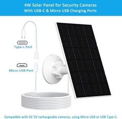 USB Solar Panel for Security Camera, 4W Solar Charger for Rechargeable Batter…