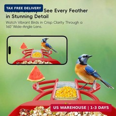 Smart Bird Feeder with Camera, Solar Panel & 5200mAh Battery, 4K HD Video, AI Id