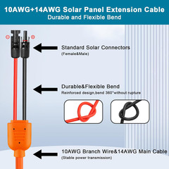 Solar Panel Extension Cable 100FT – 10AWG+14AWG Solar Wire with Female & Male I